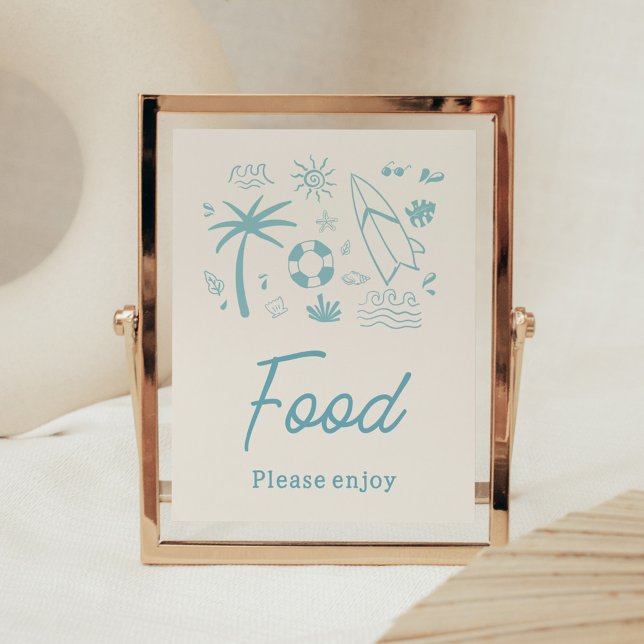 Affiche Surf bleu bébé à bord Baby shower Aliments (Blue Surf Baby on Board Baby Shower Food Sign)