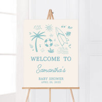 Surf bleu bébé à bord Baby shower Bienvenue