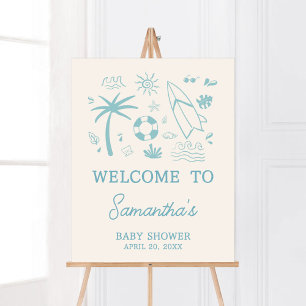 Affiche Surf bleu bébé à bord Baby shower Bienvenue