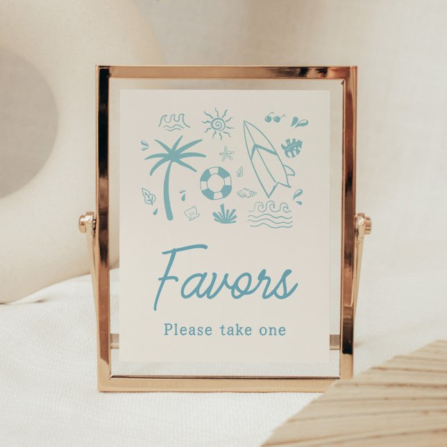 Affiche Surf bleu bébé à bord Baby shower Faveurs (Blue Surf Baby on Board Baby Shower Favors Sign)