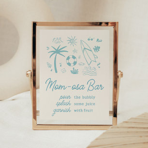 Affiche Surf bleu bébé à bord Baby shower Maman Osa Bar