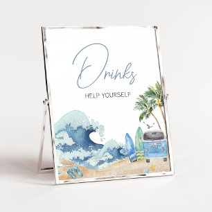 Affiche Surf Board Beach Baby shower Boissons