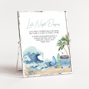Affiche Surf Board Beach Baby shower Late Night Diapos