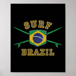 Affiche Surf Brésil Drapeau Vintage Brasil Planches de Sur