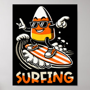 Affiche Surf Candy Corn Drôle Halloween Design