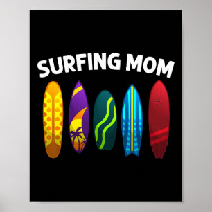 Affiche Surf cool pour maman Mama surfeur Planche de surf