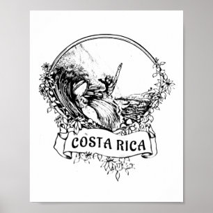 Affiche Surf Costa Rica Pura Vida Vintage Retro Vacances