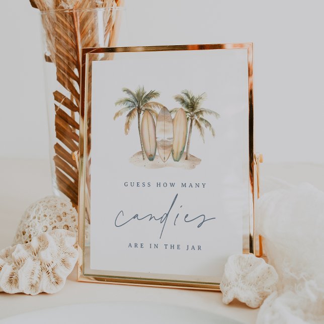 Affiche Surf côtier Baby shower bonbon Guesser Jeu (Créateur téléchargé)