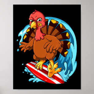 Affiche Surf de dinde de Thanksgiving 