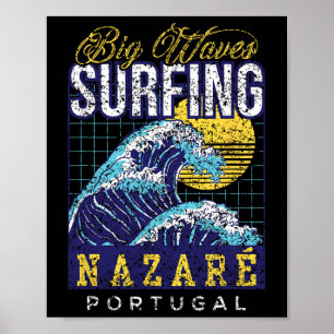 Affiche Surf de grosses vagues Nazaré Portugal Surfeur Sur