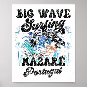 Affiche Surf de grosses vagues Nazaré Portugal Surfeur Sur