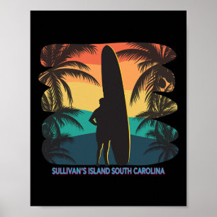 Affiche Surf de palmiers de l'île de Sullivan en Caroline