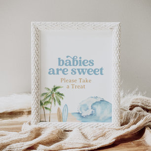 Affiche Surf de plage Birthday Baby are Sweet Dessert Sign