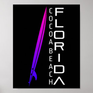 Affiche Surf en Floride - Cocoa Beach - Surfeur élégant