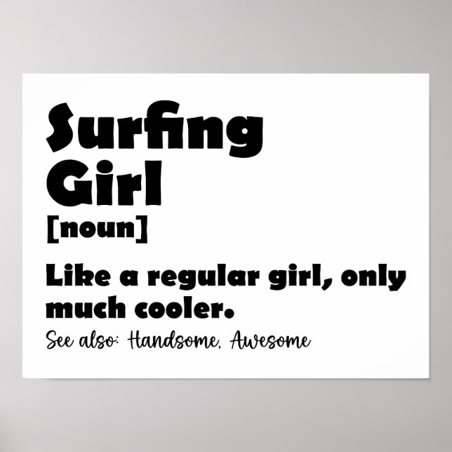 Affiche Surf Girl Funny Définition Surfer Femmes Filles (Devant)