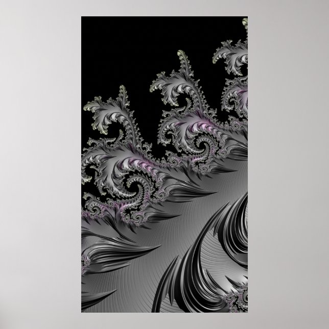 Affiche SURF ! Gunmetal Gris Fractal Abstact Art (Devant)
