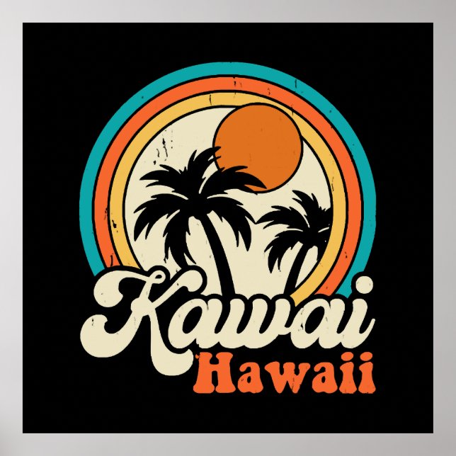 Affiche Surf Kawaii Hawaï (Devant)