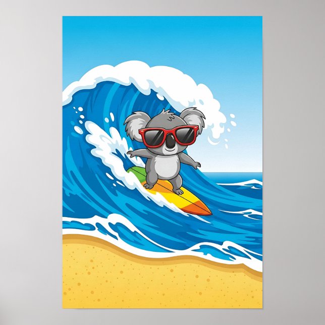 Affiche Surf Koala Nursery Art - Plage Animal (Devant)
