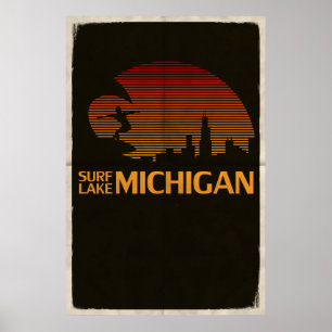 Affiche Surf Lake Michigan !