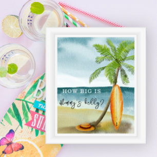 Affiche Surf plage - Quelle taille fait le ventre de maman