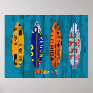 Affiche Surf - Plaque de licence