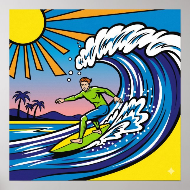 Affiche Surf Pop Art (Devant)