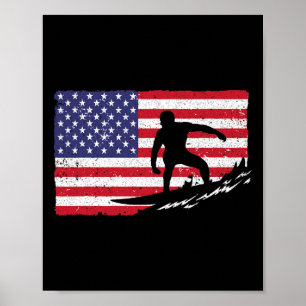 Affiche Surf Pour Hommes Femmes 4 juillet Drapeau Américai
