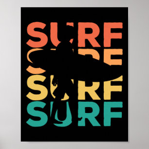 Affiche Surf - Rétro Surf Vintage - Surfeur