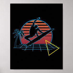 Affiche Surf rétro surfeur vintage style années 80 