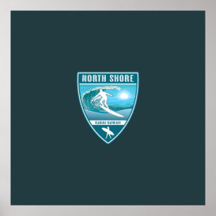 Affiche Surf Shore Kauai Hawaii