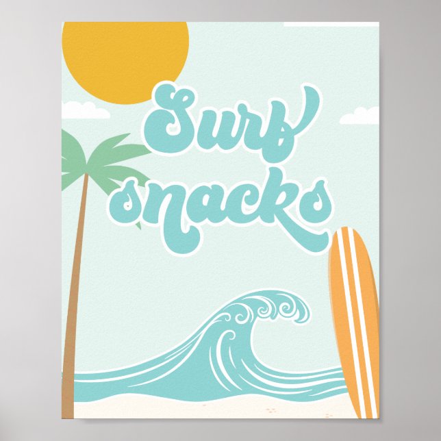 Affiche Surf Snacks Surf Plage Anniversaire Nourriture (Devant)