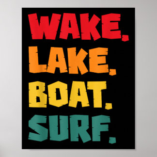 Affiche Surf sur lac de sillage Bateau Surf Rétro
