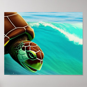 Affiche Surf tortue