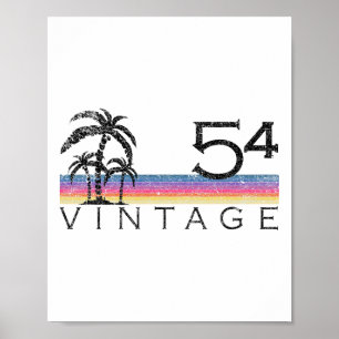 Affiche Surf vintage 1954 Océan Pacifique Coucher de solei