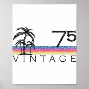 Affiche Surf vintage 1975 coucher de soleil océan Pacifiqu