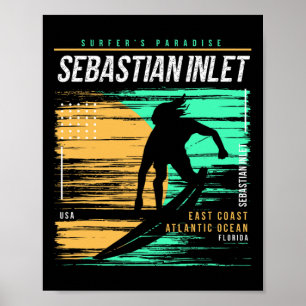 Affiche Surf vintage à Sestian Inlet Floride Para
