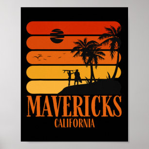 Affiche Surf Vintage Mavericks Beach California Retro S