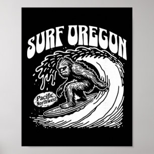 Affiche Surf vintage Oregon Sasquatch surfeur