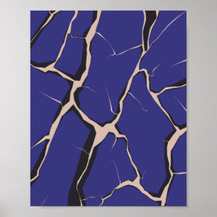 Affiche Surface Bleue avec Profondes Crevasses