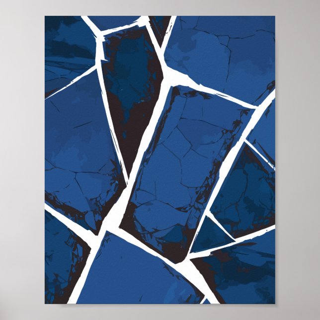 Affiche Surface Bleue Fendillée avec Lignes Blanches (Devant)