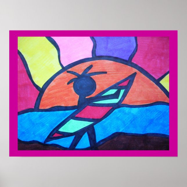 Affiche Surfer Beach Sunset (Devant)