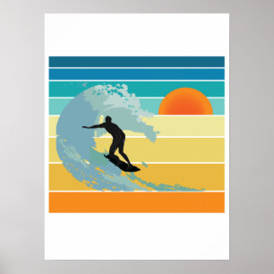 Affiche Surfer Dude Sunset Vintage