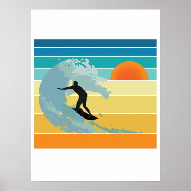 Affiche Surfer Dude Sunset Vintage (Devant)