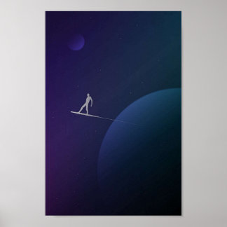 Affiche Surfer en argent minimal