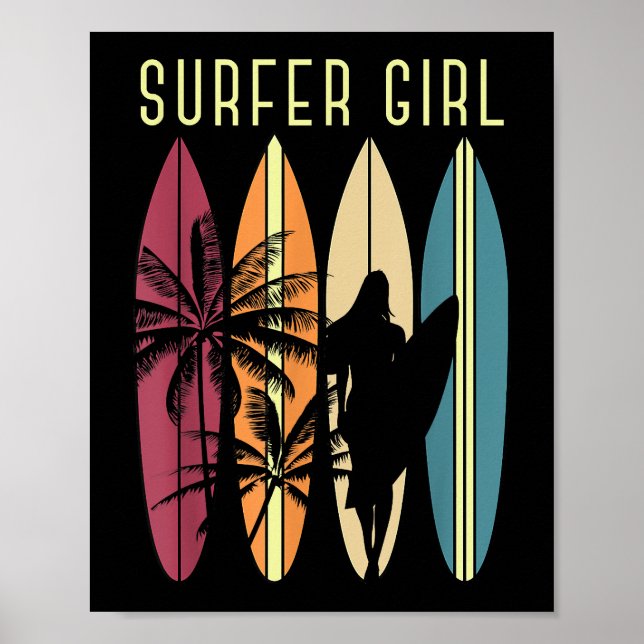 Affiche Surfer Girl Surf Surf Femmes Filles Surf une fois (Devant)