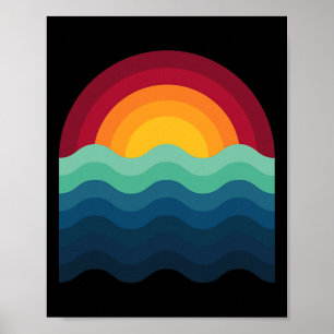 Affiche Surfeur Planche de surf Coucher de soleil Surf Sur