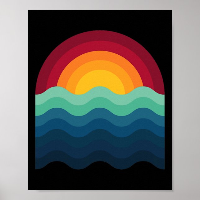 Affiche Surfeur Planche de surf Coucher de soleil Surf Sur (Devant)