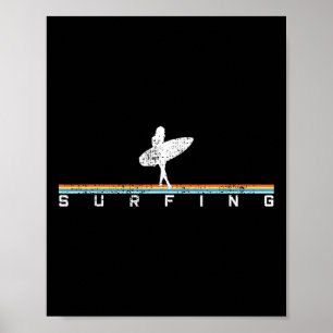 Affiche Surfeur Surf Planche à Surf Vintage Style Rétro