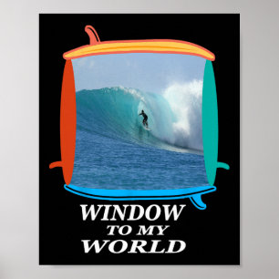 Affiche Surfeur, Surf, Vagues, Océan, Fenêtre de planches