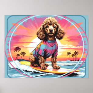 Affiche Surfing Caniche